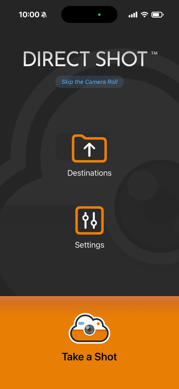 Direct Shot home screen on iPhone and iPad